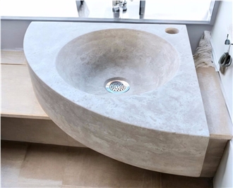 Travertine Corner Sink