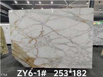 Calacatta Gold Marble Slabs Golden Oro Hotel Wall Floor Use