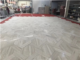 Polished White Marble White Wood Marble Floor Tiles