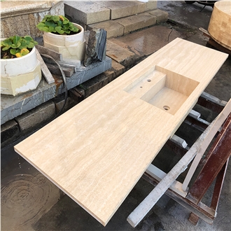 Cinler Walnut Travertine Bathroom Countertop For Home