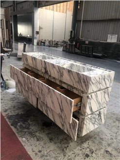 Luxury Arabescato Marble Bathroom Double Sink Vanity Set