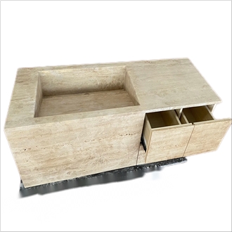 Travertine Vanity With Sink Bath Top