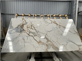 Artificial Calacatta Gold Marble Slabs For Bathroom Wall