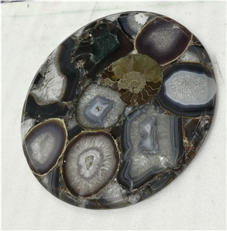 Grey Agate Semi Precious Stone Solid Surface Table Tops