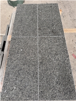 Angola Black Granite Tiles Flamed+Brushed