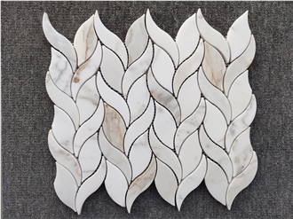 Bathroom Marble Mosaic Tiles Leaves Design