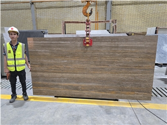 Iran Brown Travertine Slabs -- WIRED TRAVERTINE