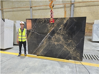 Iran Marble Slabs -- Black Bruno Marble S2