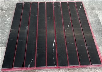 China Marble Nero Marquina Honed Strip 100X1000x18mm Tiles
