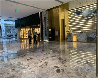 Fossil Grey Marble Slabs For Hotel Lobby Flooring