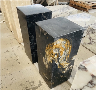 Gold Magma Black Fusion Granite For Side Tables