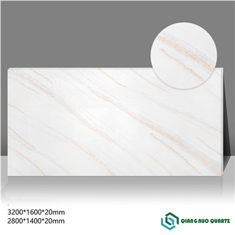 Artificial Marble Golden Stripe Calacatta Quartz Slabs