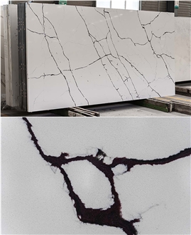 Low Silica Carrara Black Stripe Artificial Stone Slabs