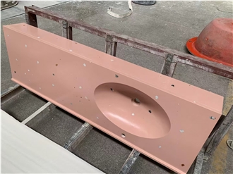 Pink Customized Terrazzo Bathroom Top Integrated Terrazzo Sink