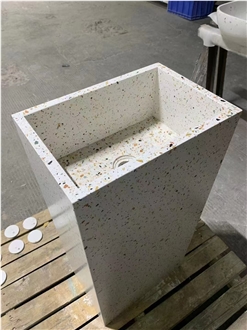 Small And Convenient Washbasin Terrazzo Stone Basin