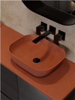 The Orange Terrazzo Mall Shines The Brightest Bathroom Sink