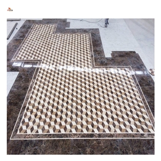 3D Marble Waterjet Inlay Hotel Floor Design Medallion Tiles