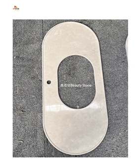 Beige Limestone Sink Hole Cut Out Bathroom Countertop