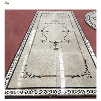 Beige Marble Simple Water Jet Carpet Medallions Pattern