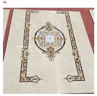 Beige Stone Waterjet Medallions Pattern Flooring Inner