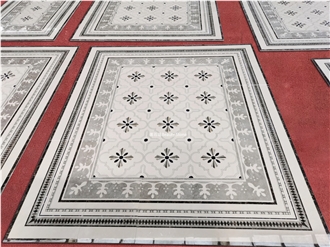 Botticino Beige Waterjet Medallion Flooring For Luxury Villa