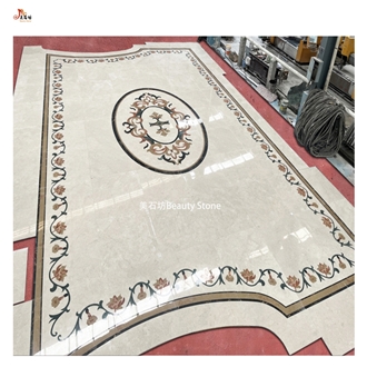 Flower Pattern Marble Inlay Medallion For Private House