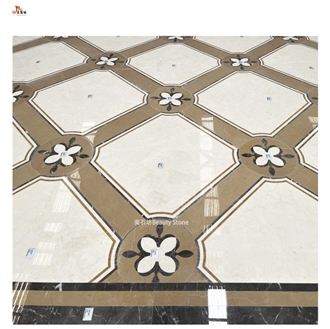 Flower Square Waterjet Medallions Carpet Pattern