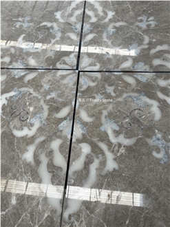 Grey Marble Waterjet Medallions Polished Flooring