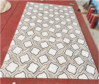 Interior Flooring Marble Panel Waterjet Inlay Medallion