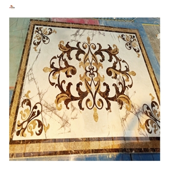 Marble Water Jet Natural Inlay Floor Medallions Decorating