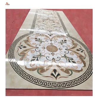 Marble Waterjet Hotel Inlay Medallion Construction Site