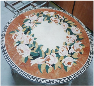 Rose Pattern Waterjet Medallions Inlay Flooring Decoration