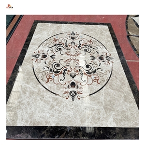 Small Beige Waterjet Medallions Pattern Decoration