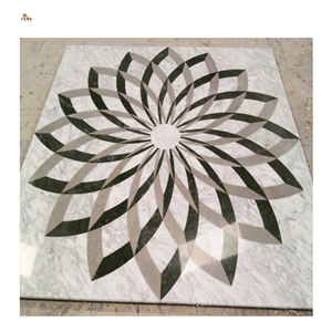 Small Flower Waterjet Medallions Flooring Pattern