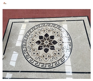 Small Marble Water Jet Inlay Pattern Square Medallions