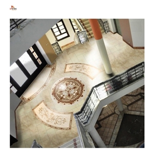 Small Marble Water Jet Pattern Medallion Customized Floor
