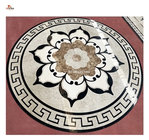 Small Round House Villa Inlay Water Jet Medallion Pattern