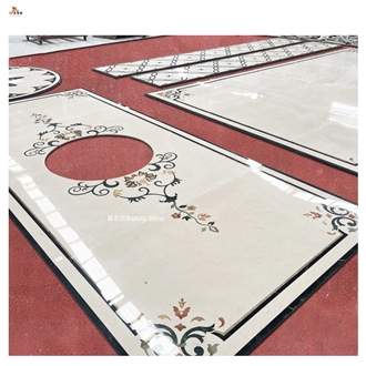 Waterjet Medallions Natural Marble Flooring For House