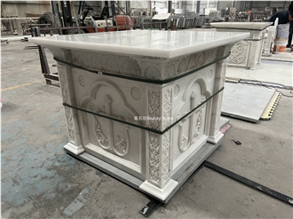 White Marble Indoor Fireplace For Mosque And Church