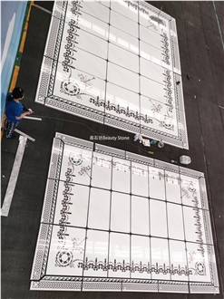 White Marble Inner Waterjet Medallion Pattern For Villa
