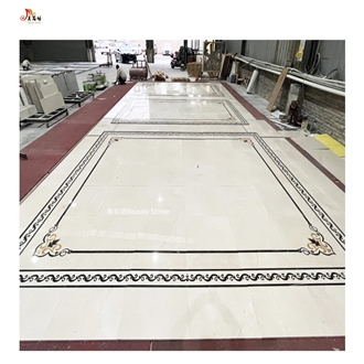 White Natural Marble Panel Water Jet Floor Medallions