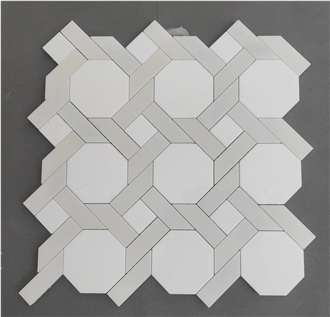 Basketweave Twist Shape White Mosaic Mosaic Tiles