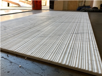 Carrara White Marble Bamboo Textured 3D Wall Decor Panels
