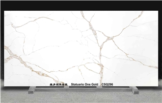 Statuario One Gold CSQ296 Quartz Slabs