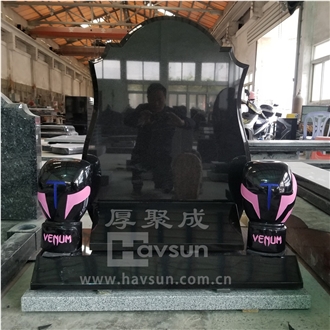 Black Granite Boxing Glove Design Upright Monument For Boxer