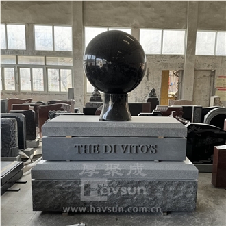 Customized Black Granite Sphere Globe Shape Headstone