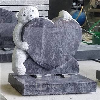 Granite Customized Child Teddy Bear Heart Tombstone