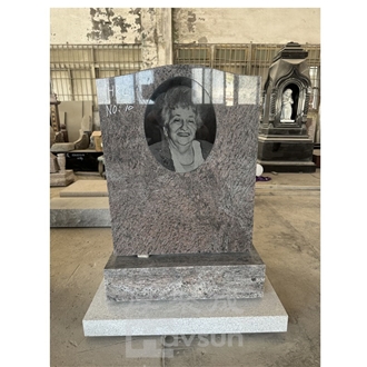 Laser Etched Bahama Blue Granite Upright Monument