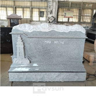 Light Grey Granite Mountain Top Temple Design Monument