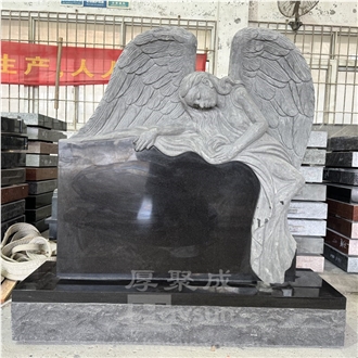 Sad Sorrow Angel Reclined Memoiral Tombstone